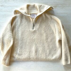 Zara Girls Wrap Collar Ecru Sweater - Cotton Blend - Size 13-14